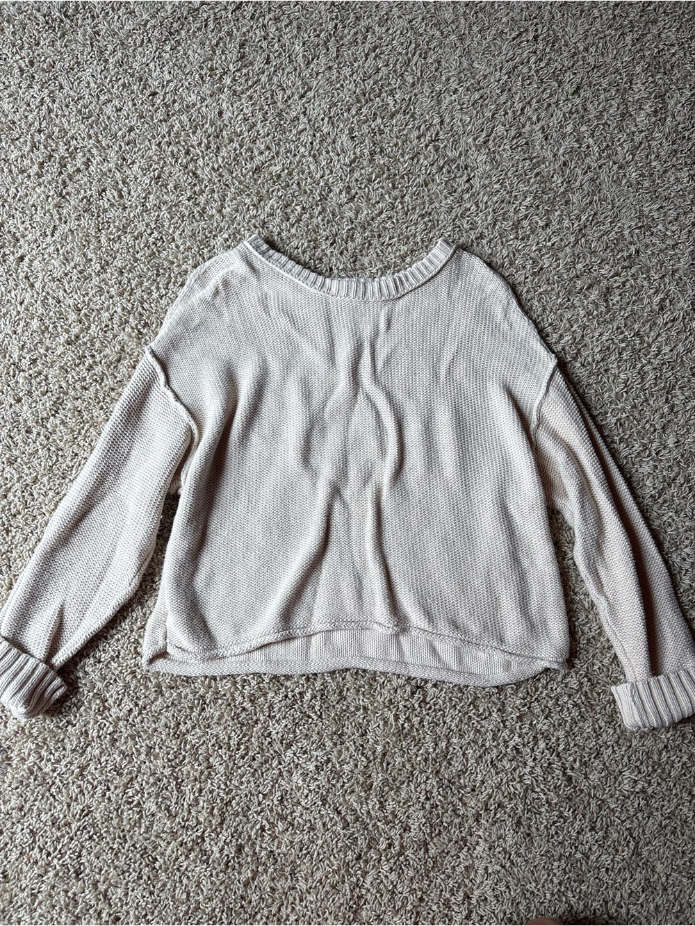 American Eagle Outfitters Cream Scoopneck Knit Sweater